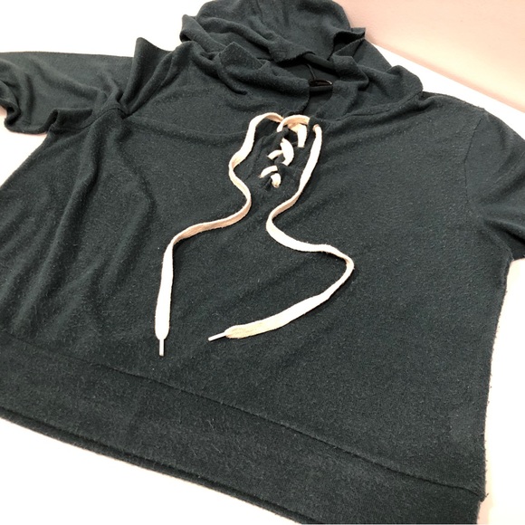 Cropped Lightweight Hunter Green Hoodie, Sz XL - Picture 4 of 12